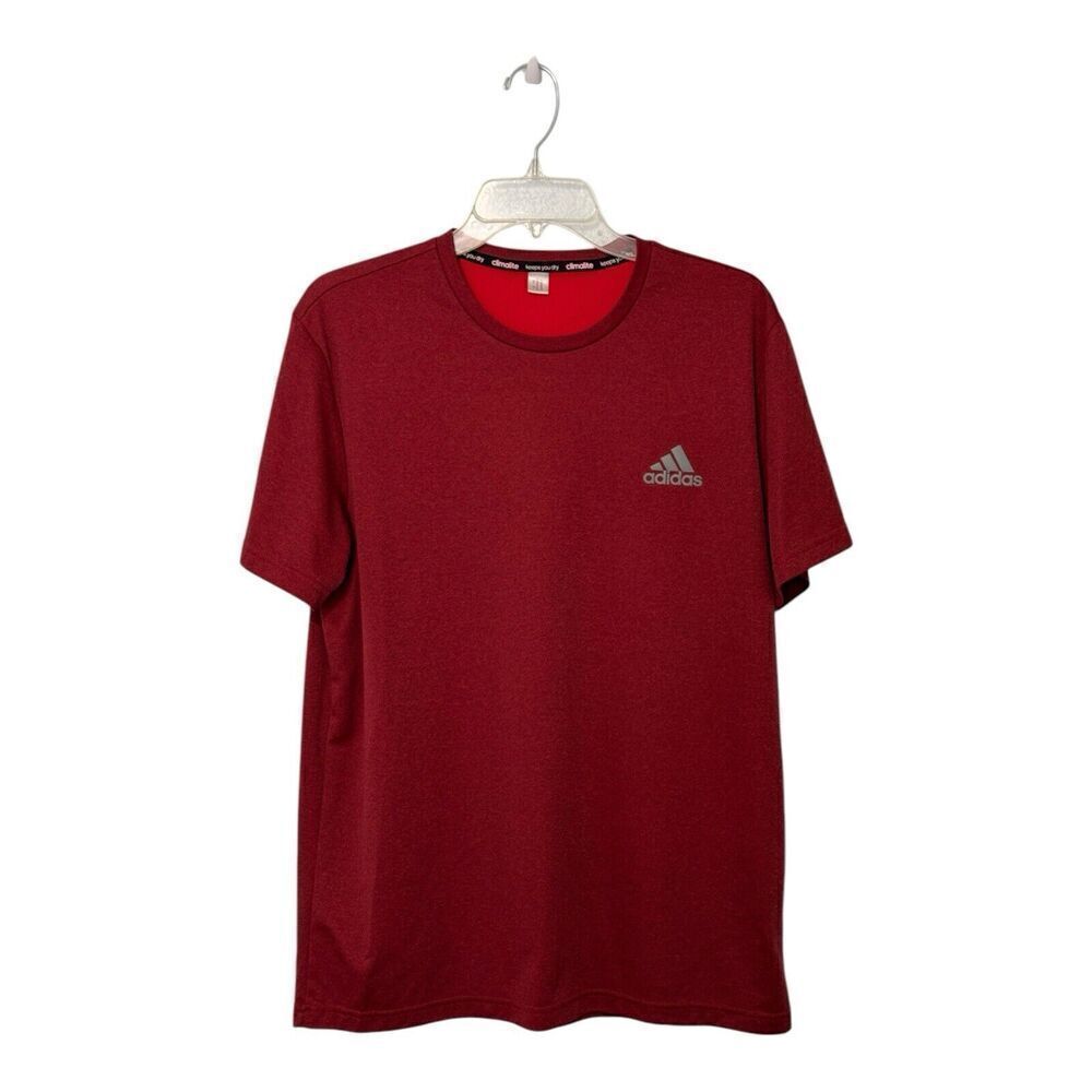 Adidas Shirt Mens Large Red Short Sleeve Climalite Outdoors Athletic Gym L